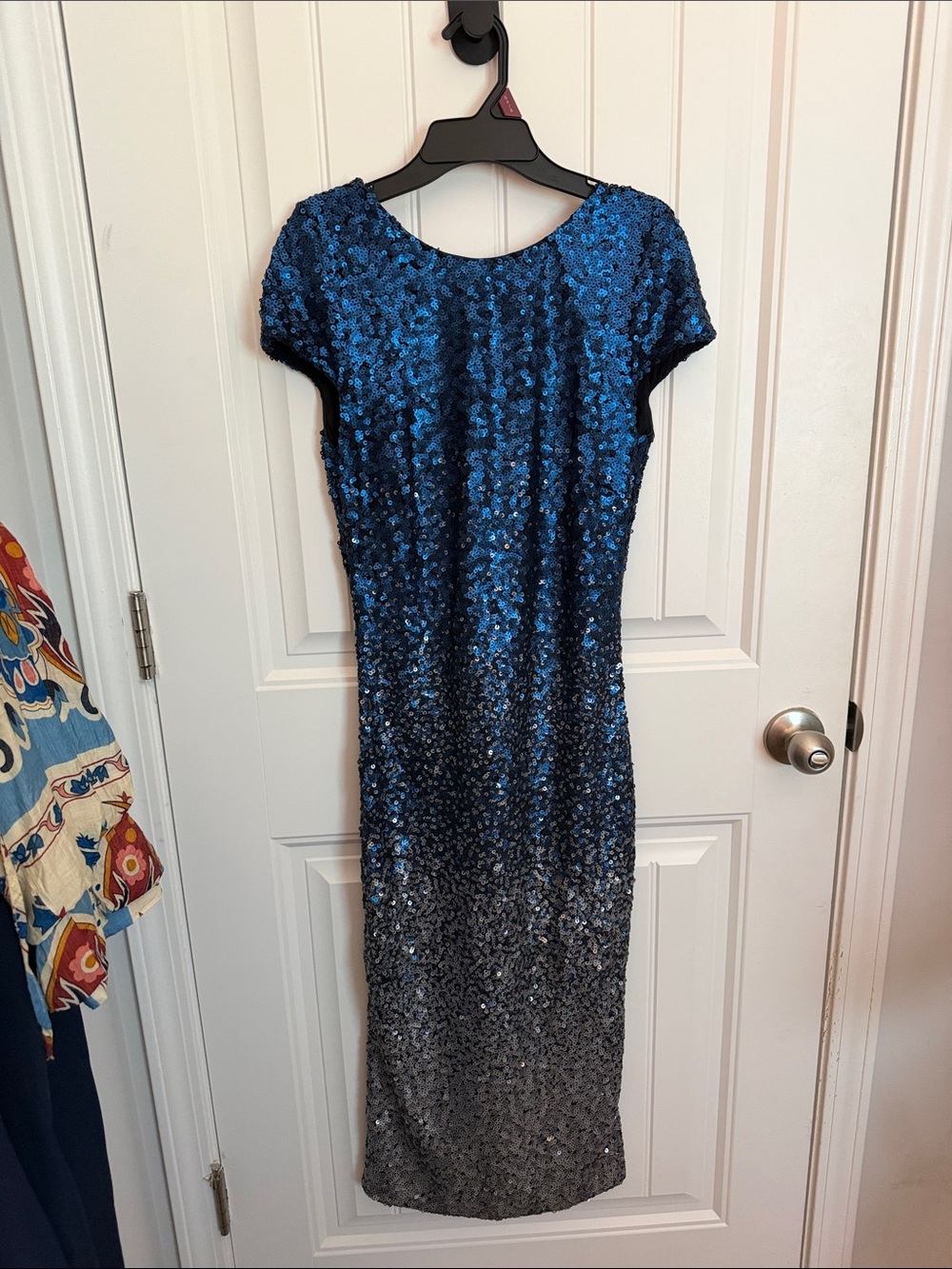 Blue Sequin Ombre Evening Dress